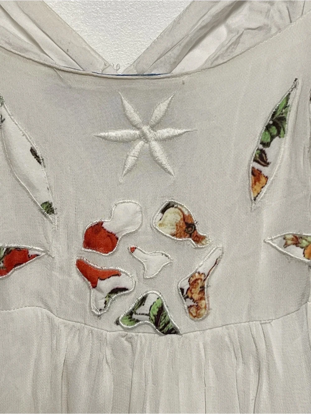Anthropologie Farm Rio Quintana White Embroidered Floral maxi dress Sz 0 - Picture 9 of 11
